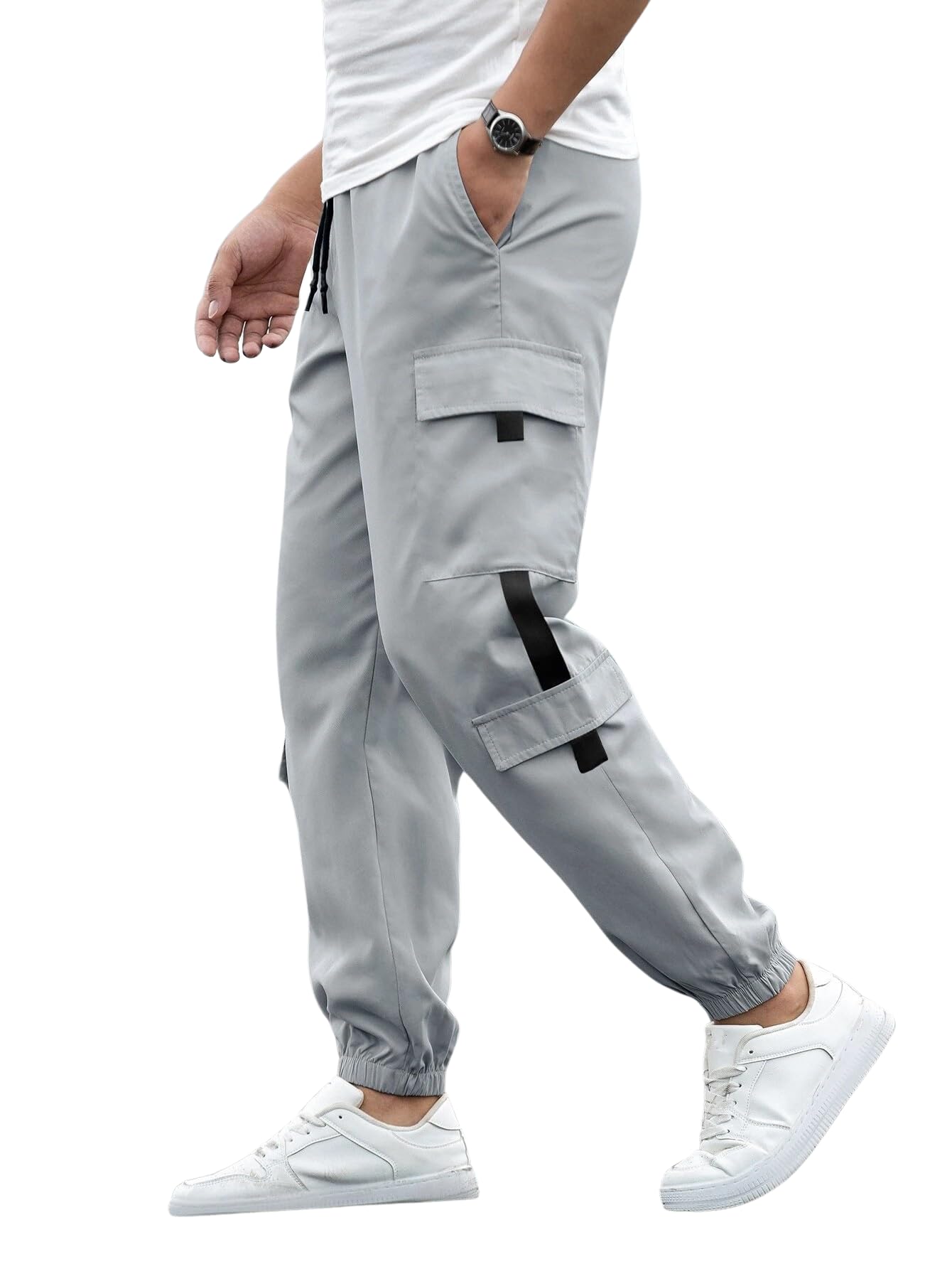 Lymio Men's Grey Cargo Joggers