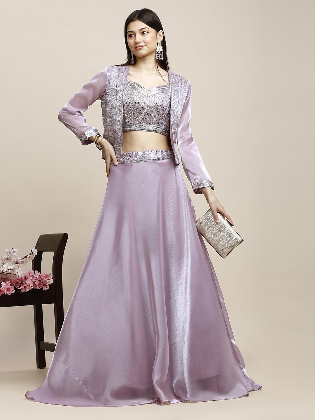 madhuram Women's Lehenga Choli with Zimmichu Silk Embroidery - Image 3