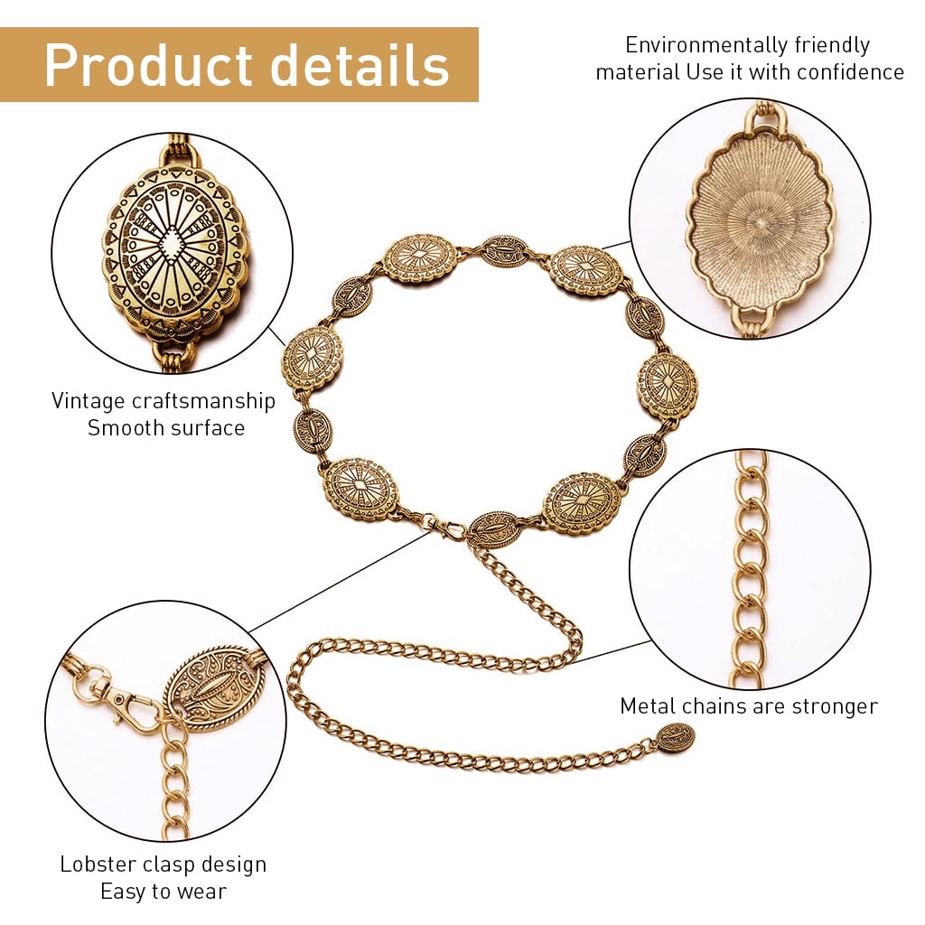 Golden Concho Waist Belt for Women - Image 2