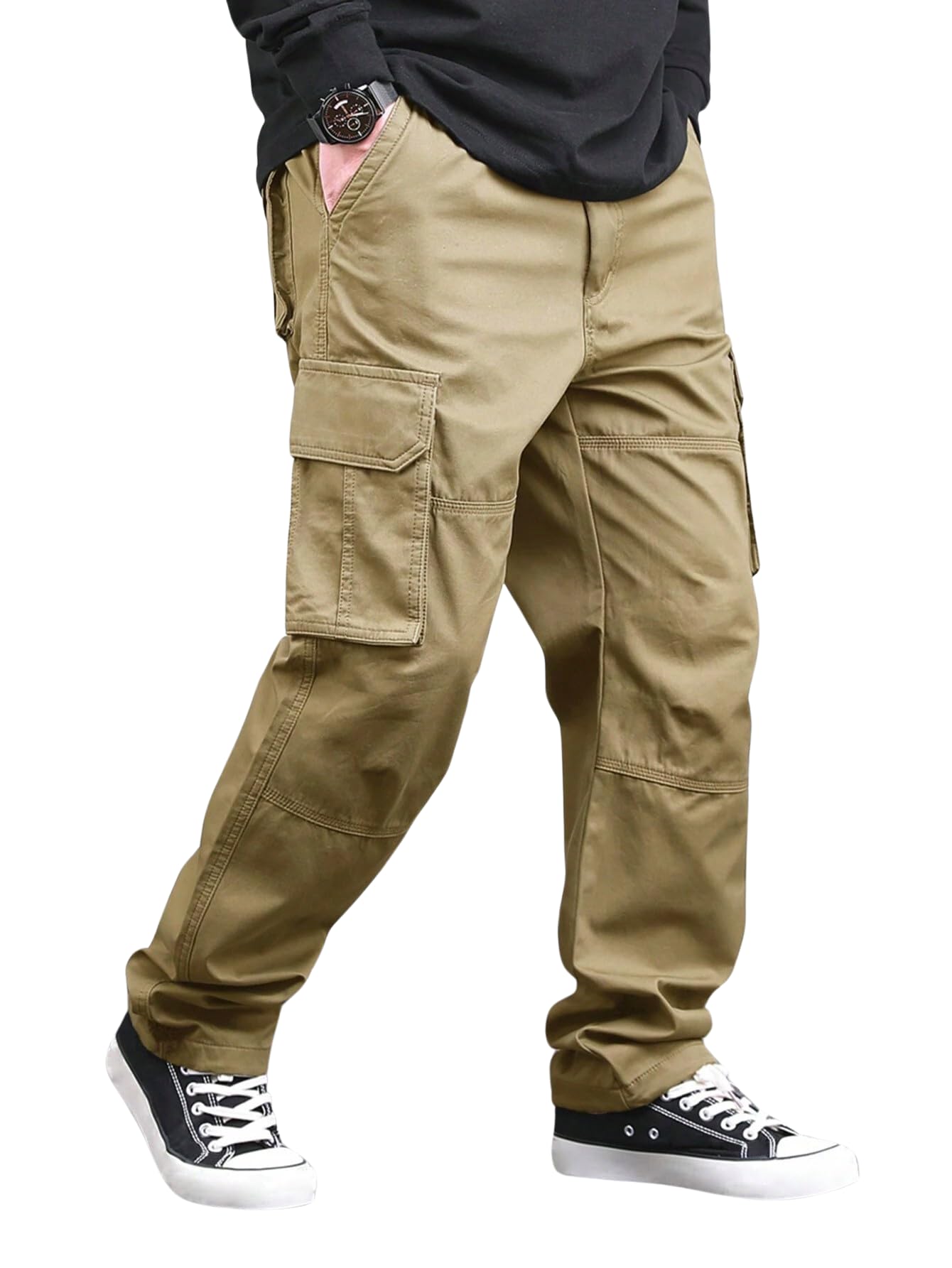 Lymio Men's Khaki Cargo Pants