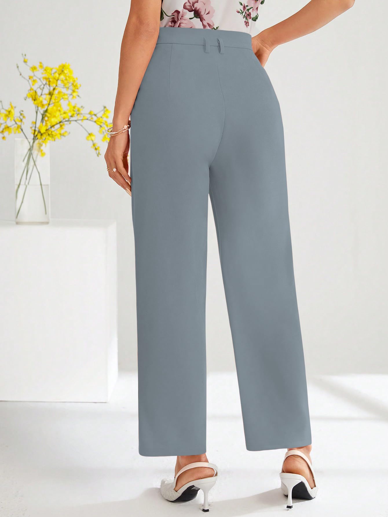 Shasmi Women's Sky Blue Pleated Trousers - Image 2