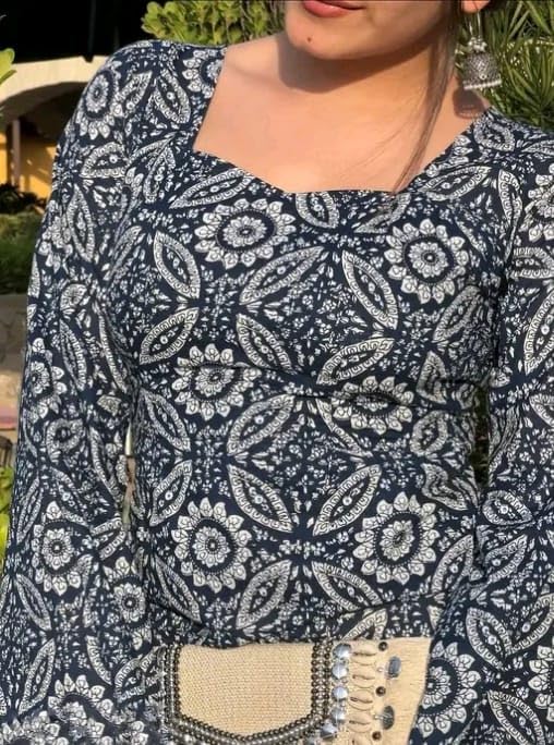 Women's Rayon Kurti - Blue - Image 2