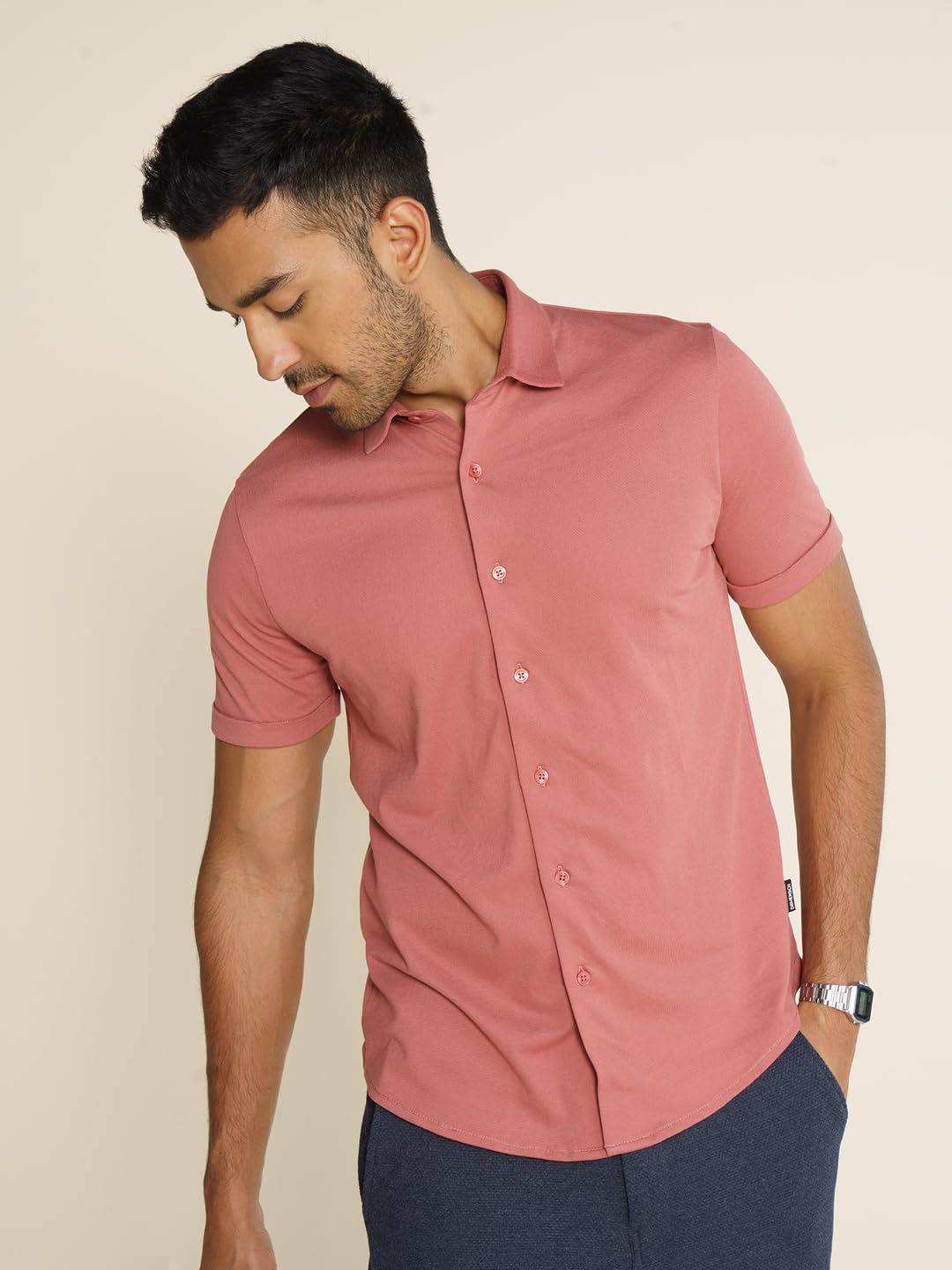 DAMENSCH Constant Cotton Pique Half Shirt for Women - Light Mahogany - Image 3