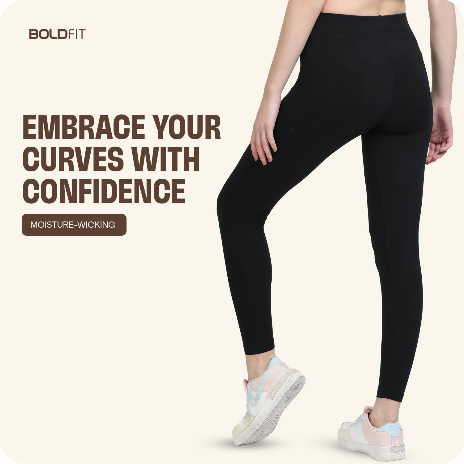 Boldfit Yoga Leggings - Black - Image 3