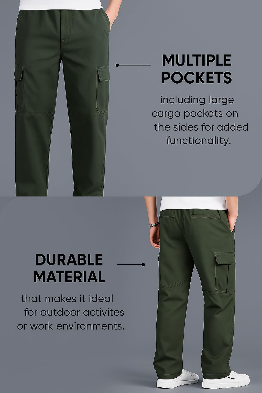 Lymio Men's Green Cargo Pants - Image 5