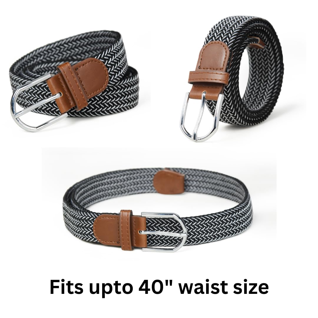 Simpl Living Braided Canvas Belt for Men & Women - Black/White - Image 4