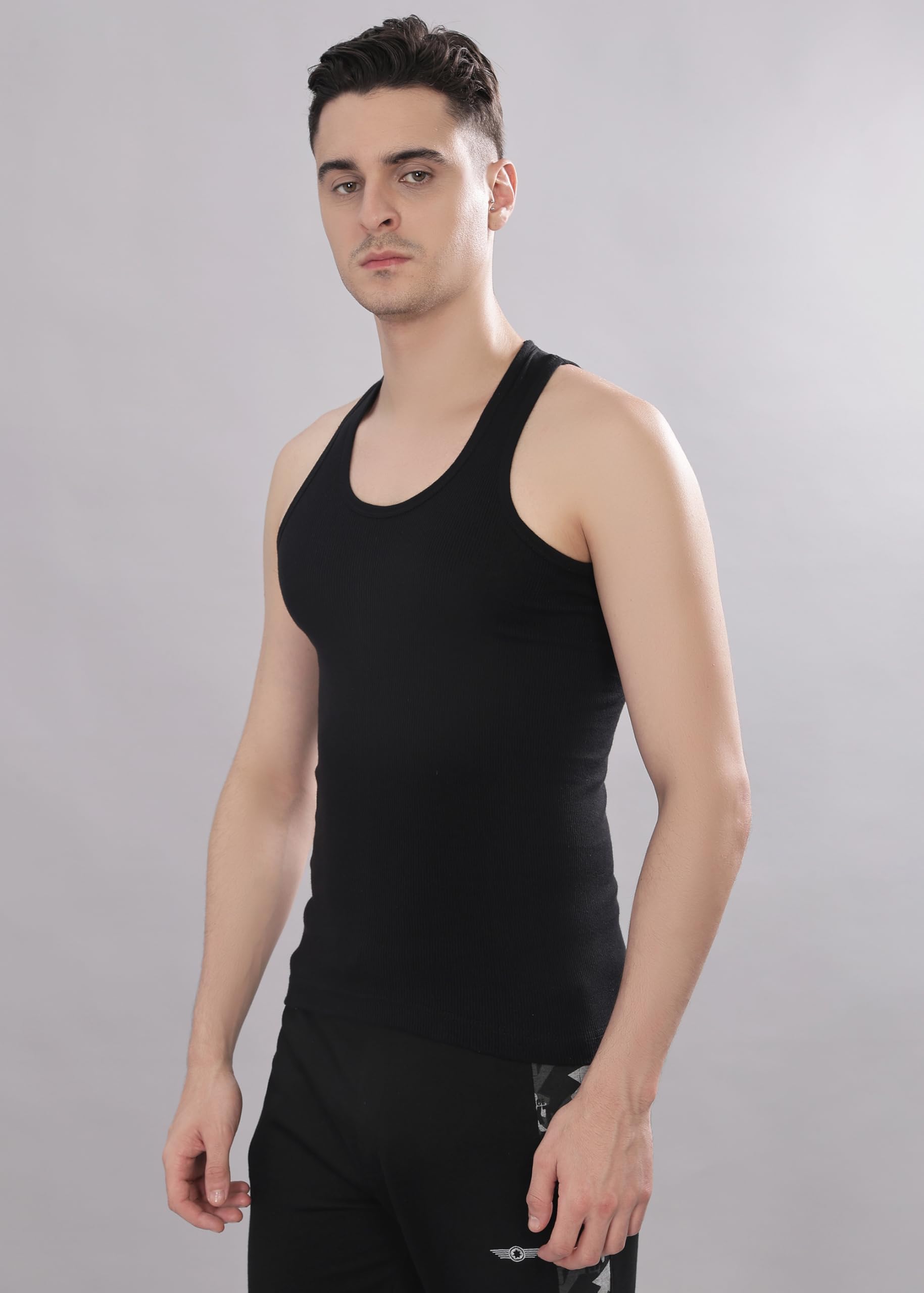 Dollar Men Cotton Black Vest - Image 4