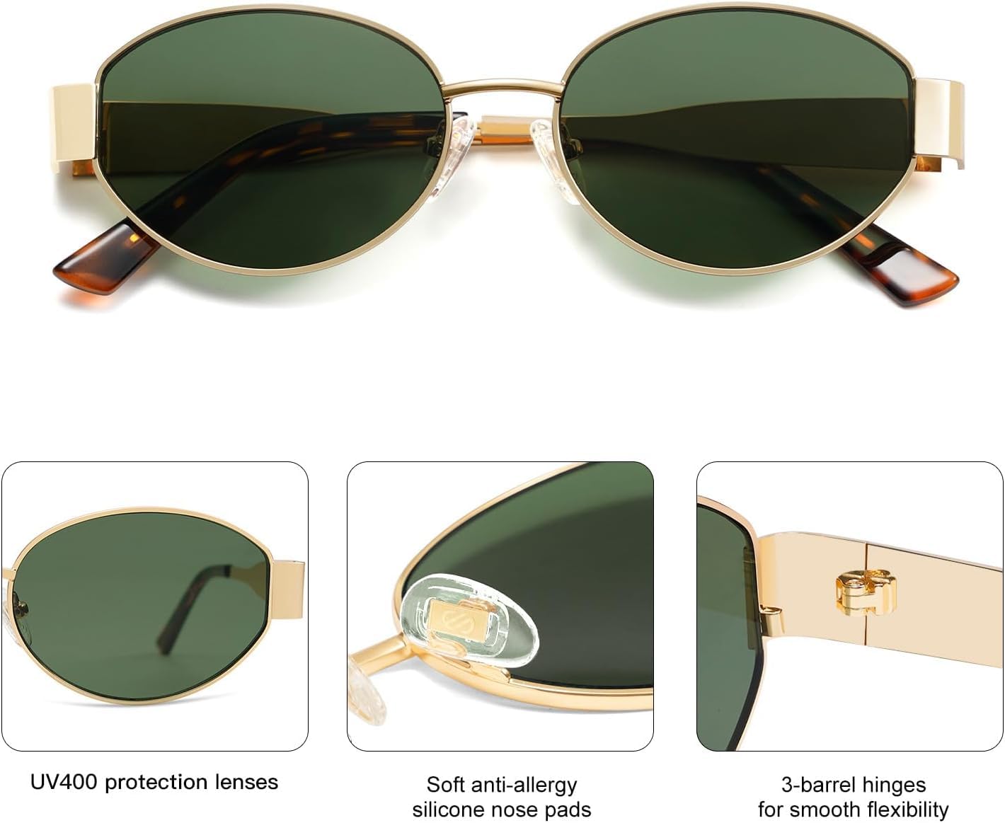 CREEK Retro Oval Sunglasses for Women & Men - Image 4