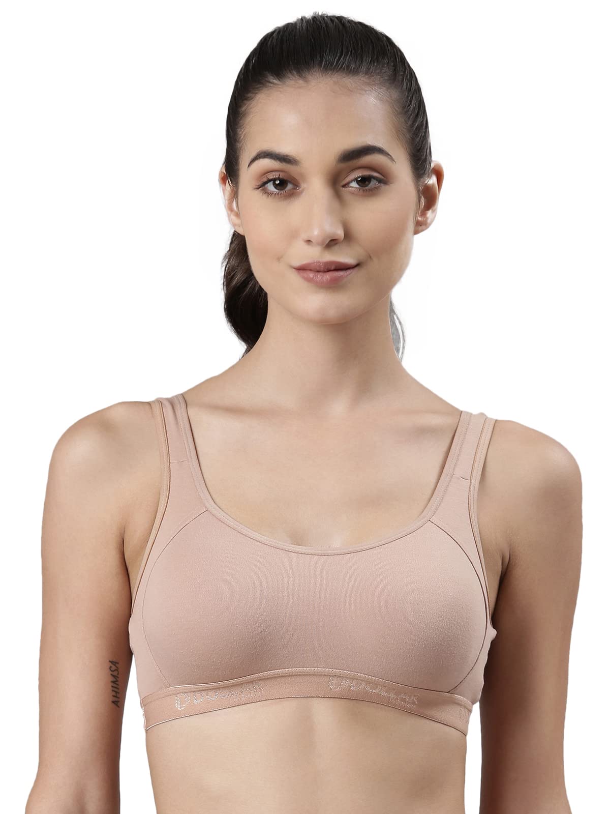 Dollar Missy Women's Pure Cotton Wire Free Sports Bra - Beige