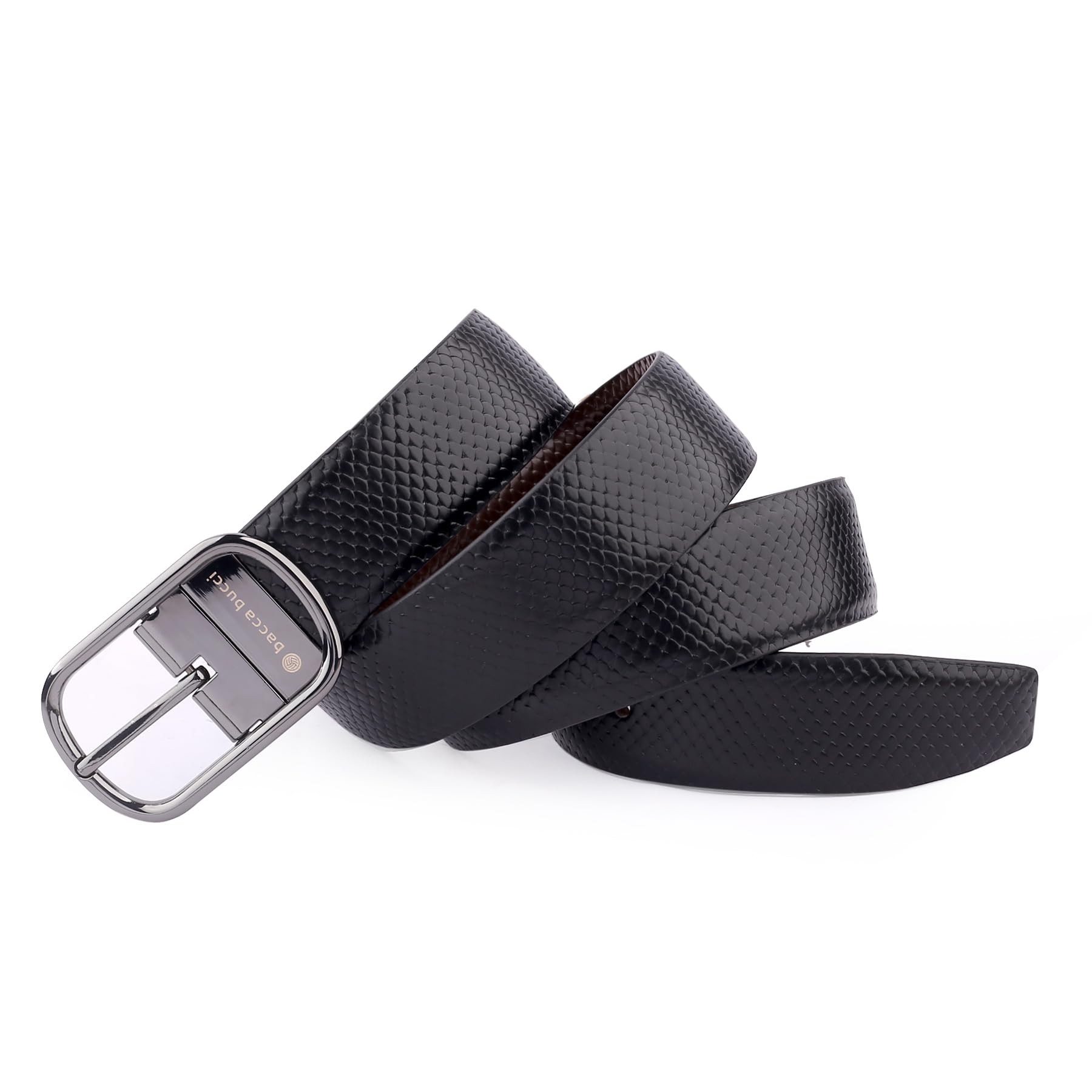 Bacca Bucci Men's Leather Belt - Black & Brown Reversible - Image 3