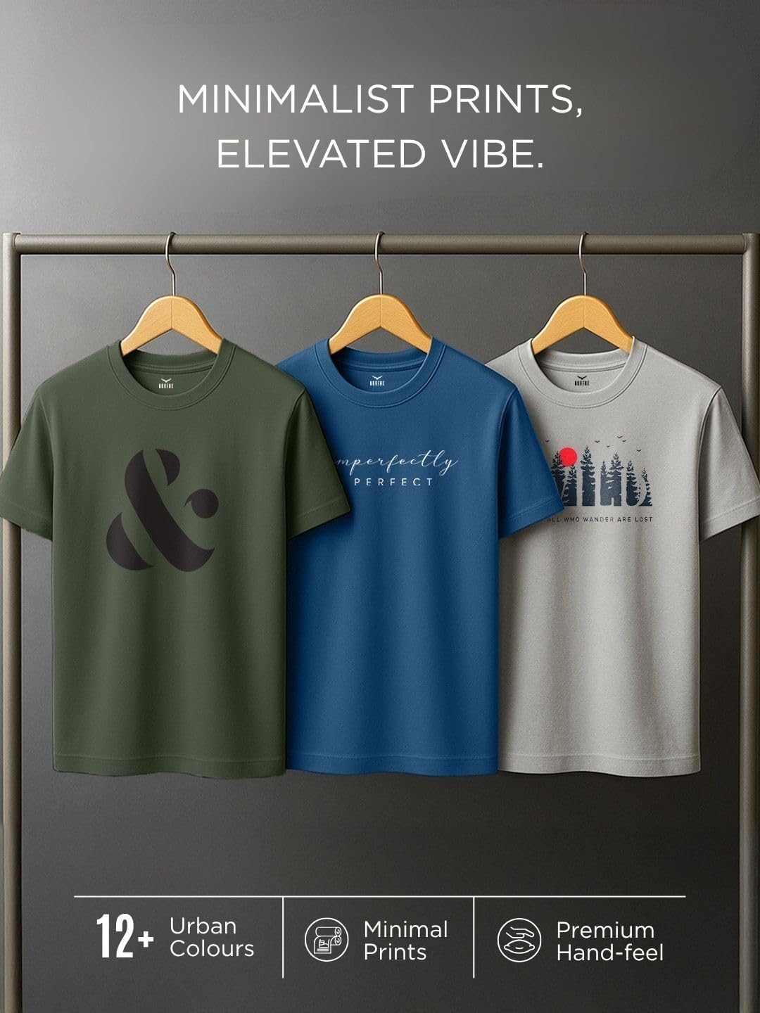 NOBERO Men's Olive Green Letter Print Cotton T-Shirt - Image 5