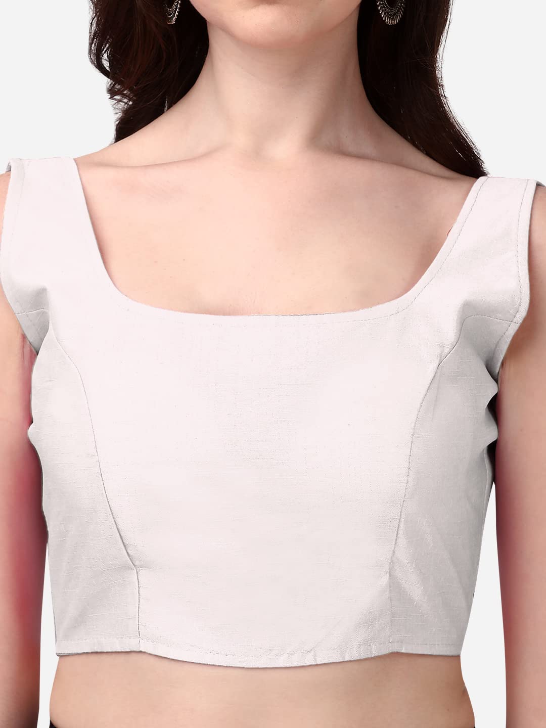 Sumaira Women's Silk Sleeveless Blouse - White - Image 4