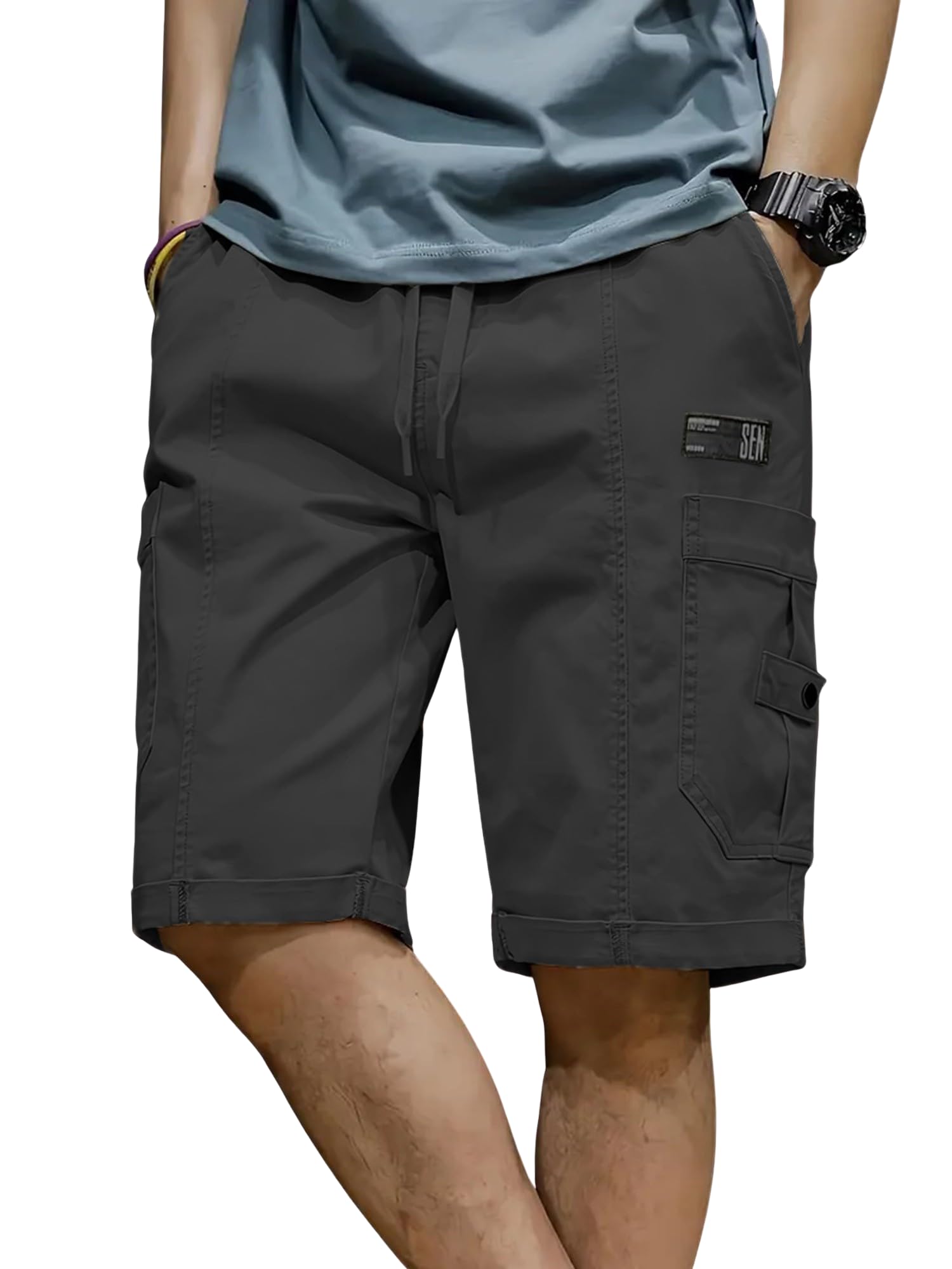 Lymio Men's Grey Cotton Casual Shorts
