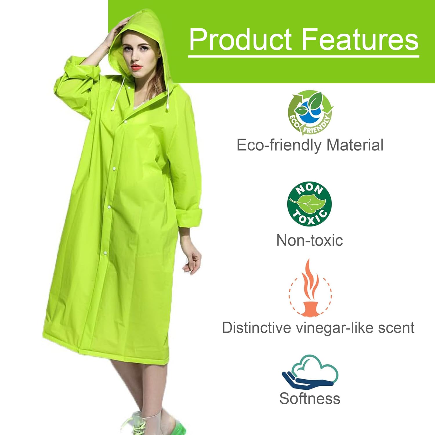 Allextreme Neon Green Unisex Raincoat - Image 2