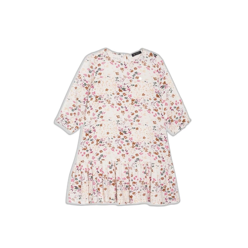 Allen Solly Girls Cream Printed Casual Dress