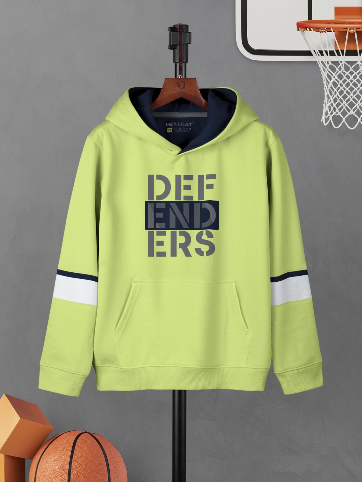 HELLCAT Cotton Hoodies for Boys - Green & Navy Blue - Image 4