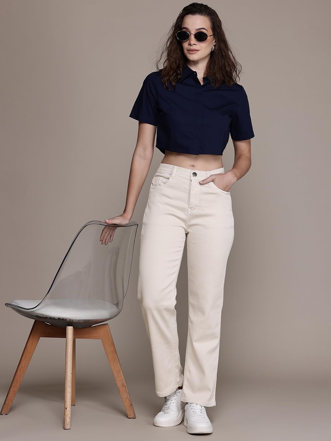 Nifty Cream Straight Fit Boyfriend Jeans for Women - Image 5