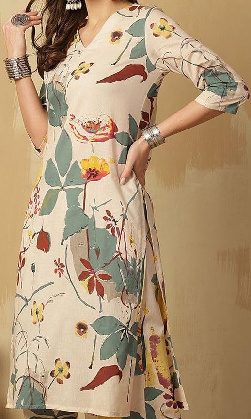 MANHAREE Women's Cotton Printed Kurta Pant Set - Image 3