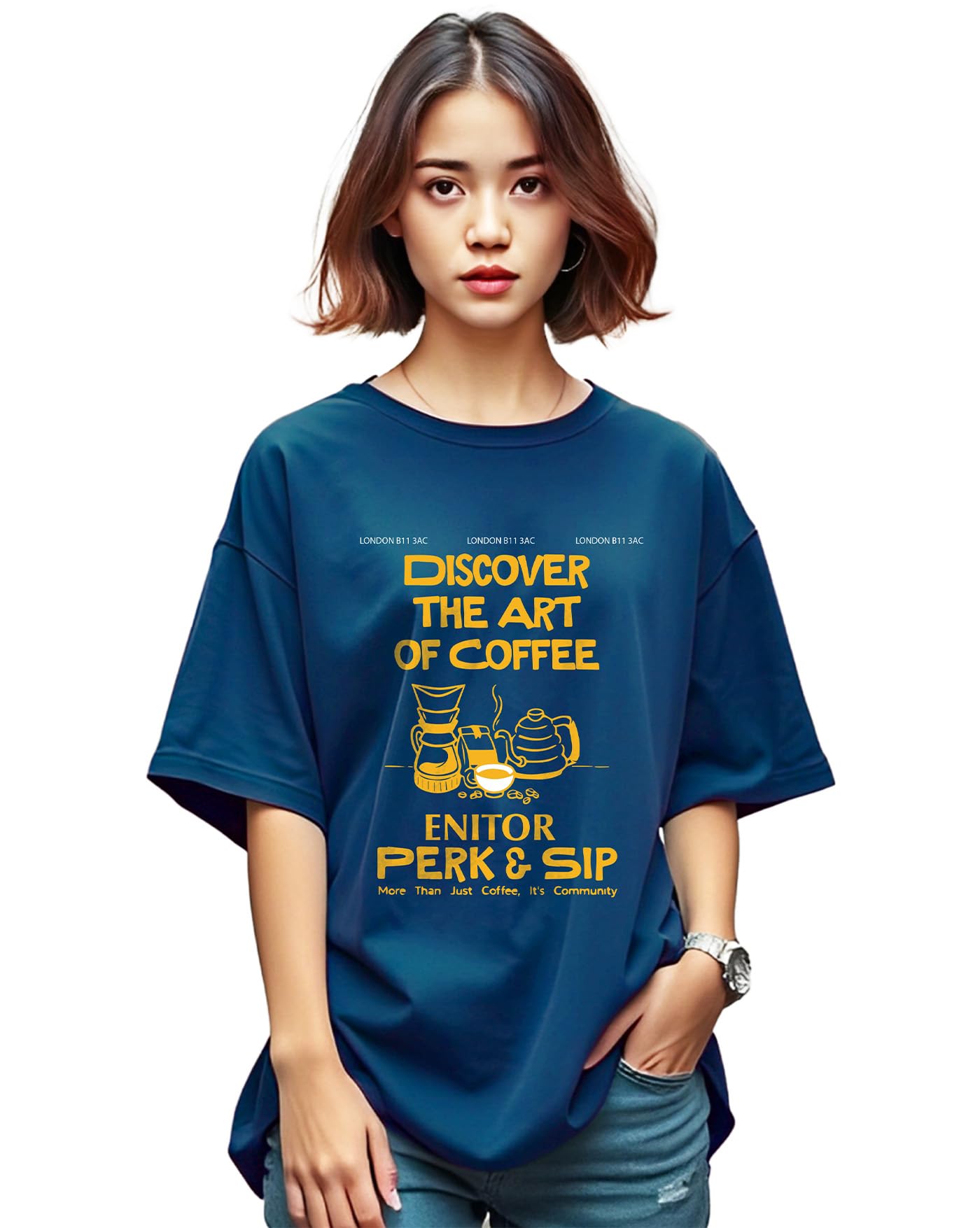 AUSK Women's Oversized Graphic Tee - Cotton