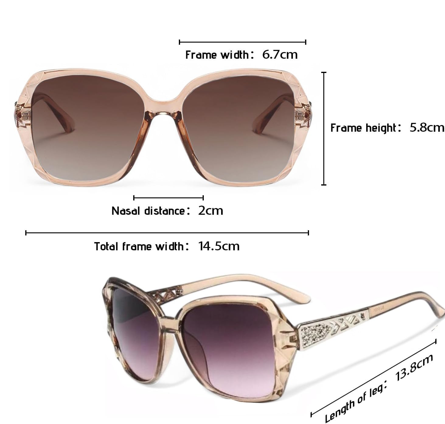 ELEGANTE Oversized Sunglasses for Women - Orange - Image 4