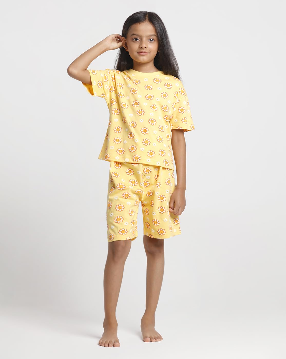 T2F Girls Cotton Printed T-Shirt & Shorts Set - Image 4