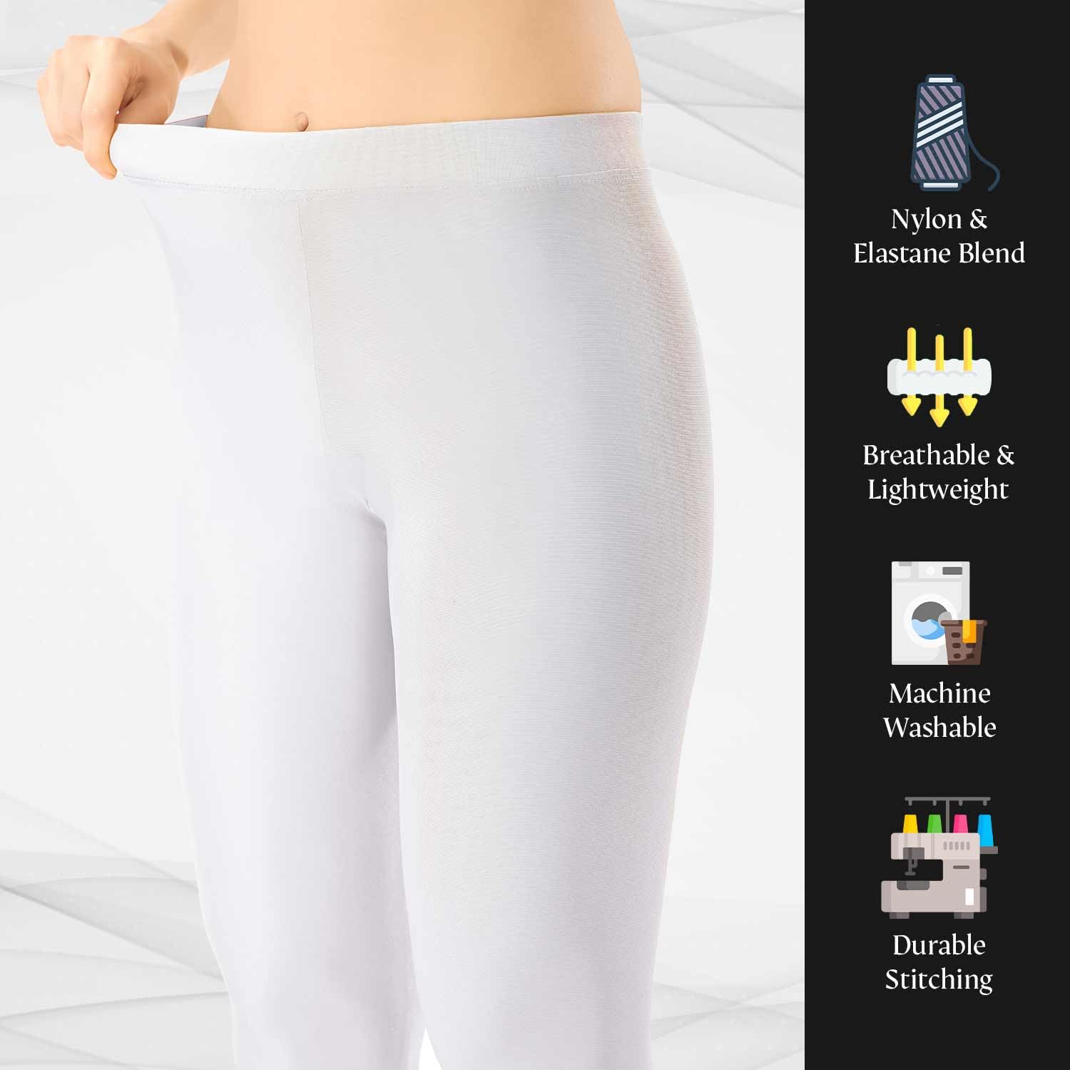 TRASA Women's Nylon Shimmer Leggings - White - Image 4