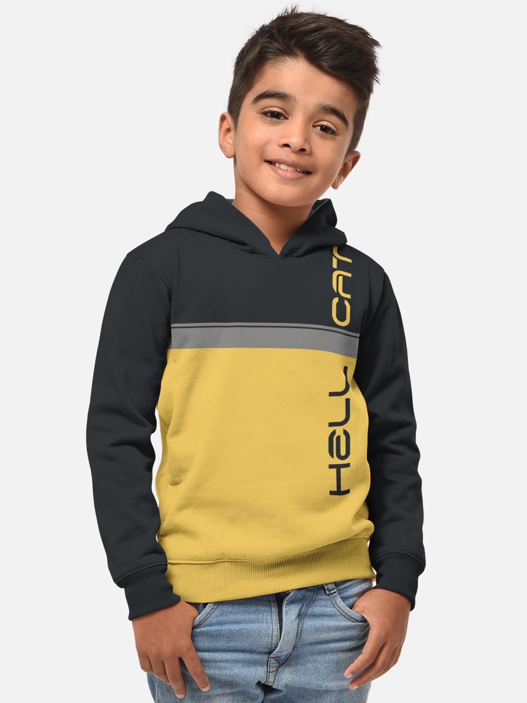 HELLCAT Hoodie T-Shirt Jogger Trackpant Set for Boys - Grey - Image 3