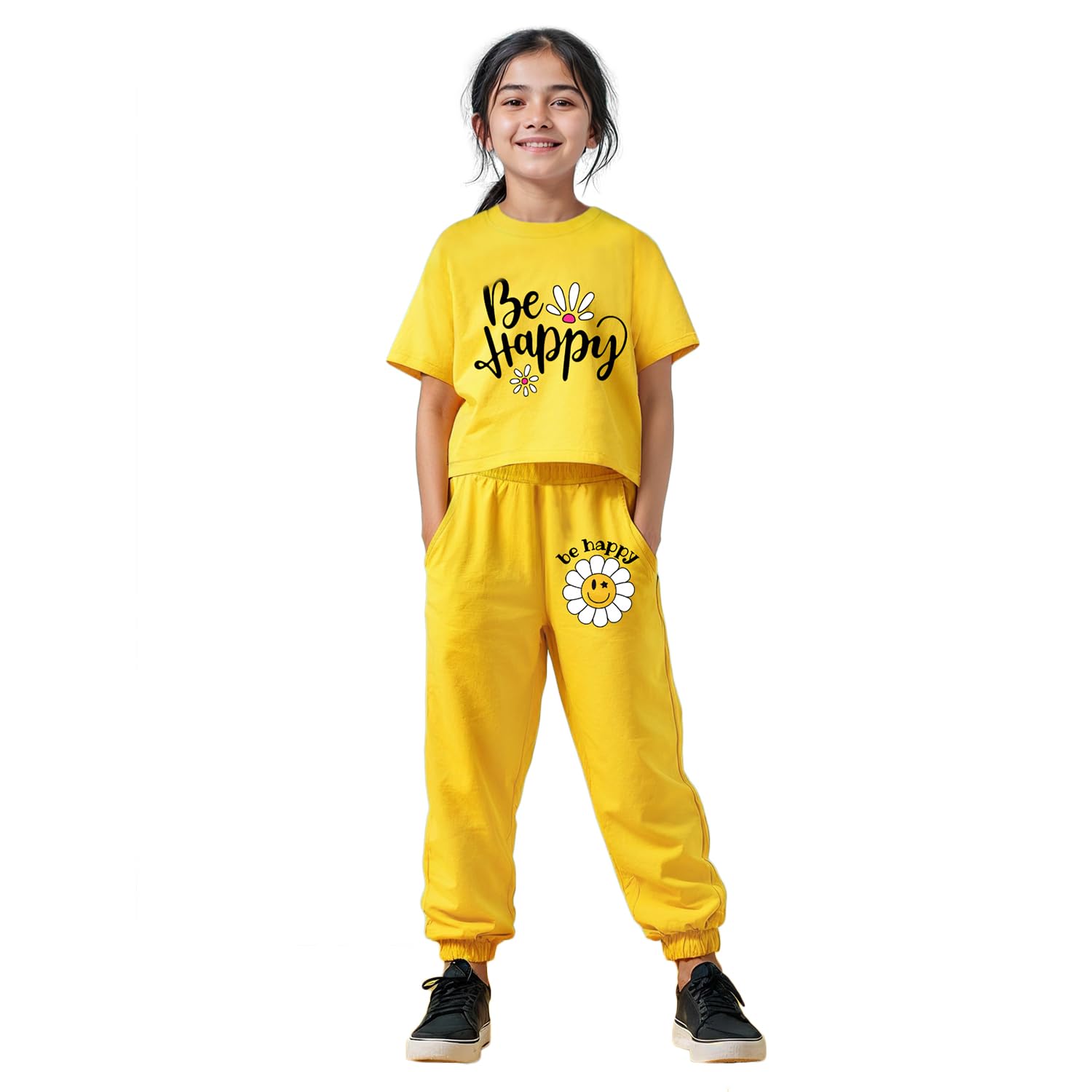 Trampoline Girls Printed Crop Top and Trackpant Set