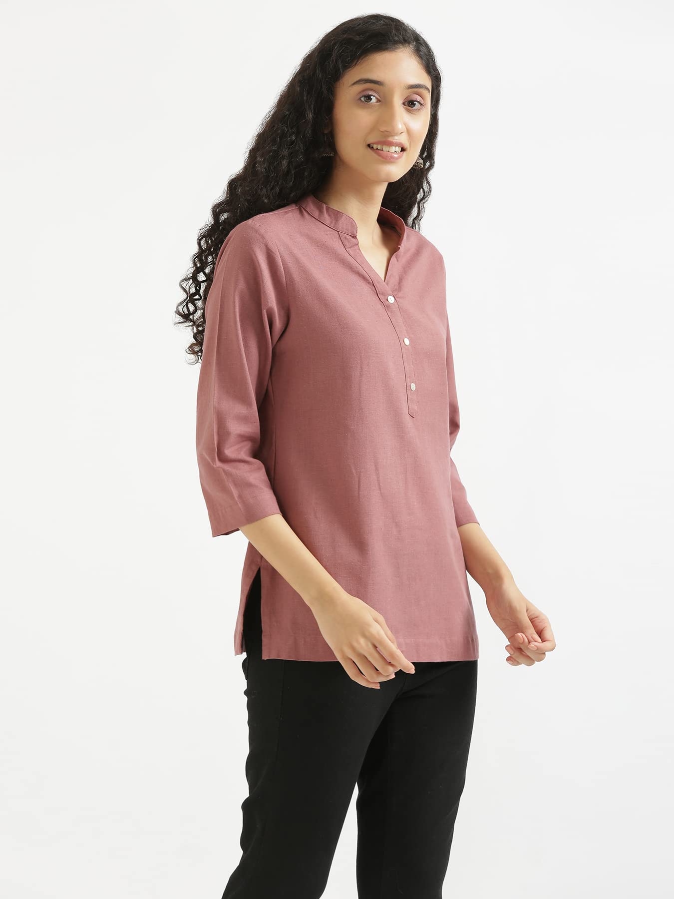 SAADAA Pink Linen Blend Kurti for Women - Image 5