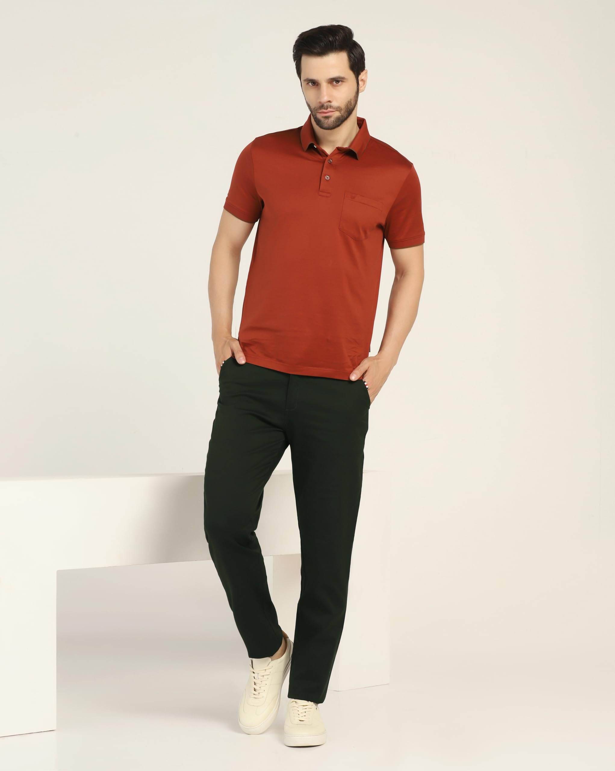 TOPLOT Men's Olive Casual Trousers - Lycra Cotton - Image 5