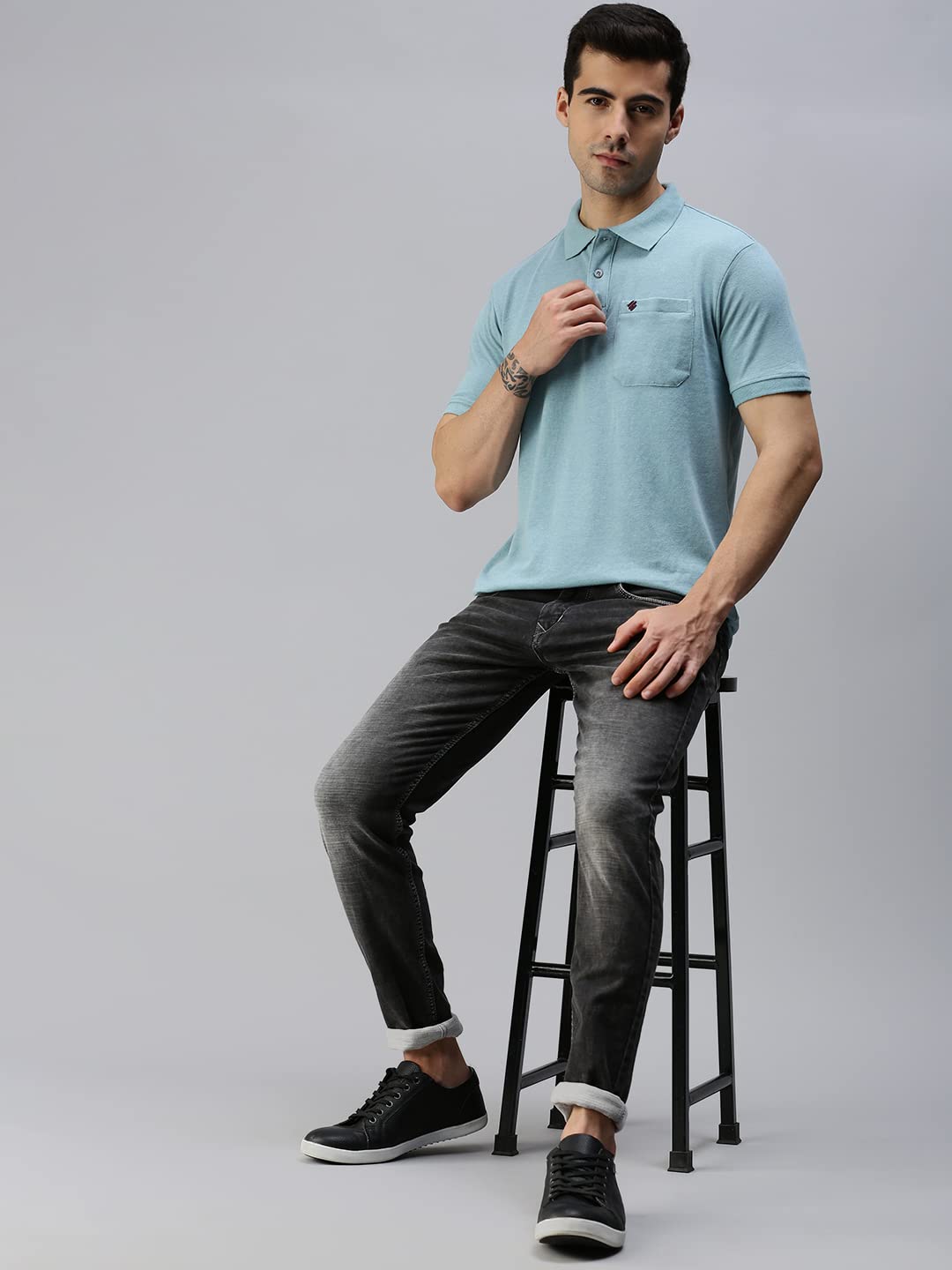 ONN Men's Aqua Polo Shirt - Image 5