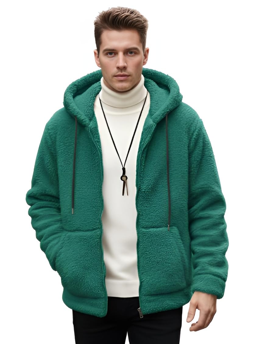 Ben Martin Men's Teal Green Fleece Zipper Hoodie