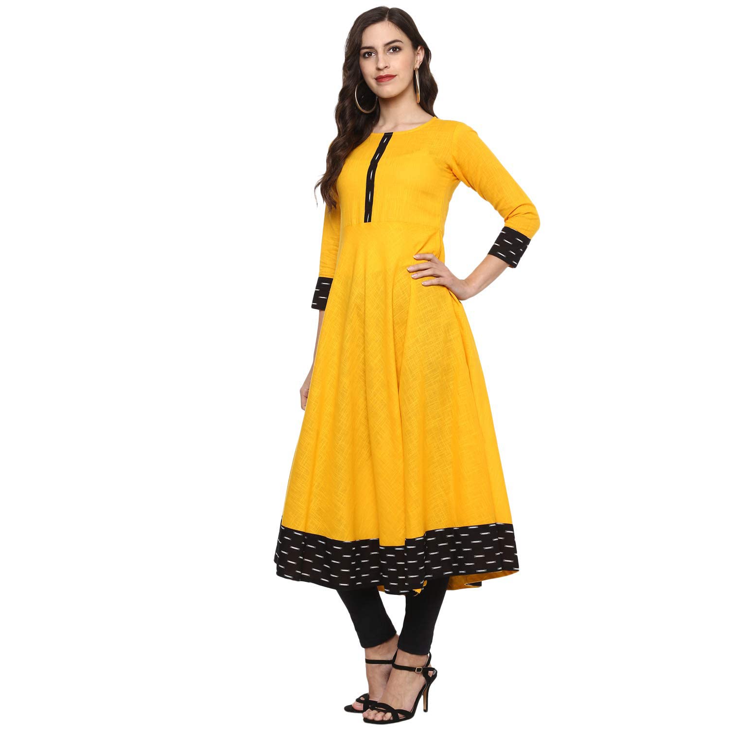 Yova Anarkali Kurti for Women - Black - Image 2