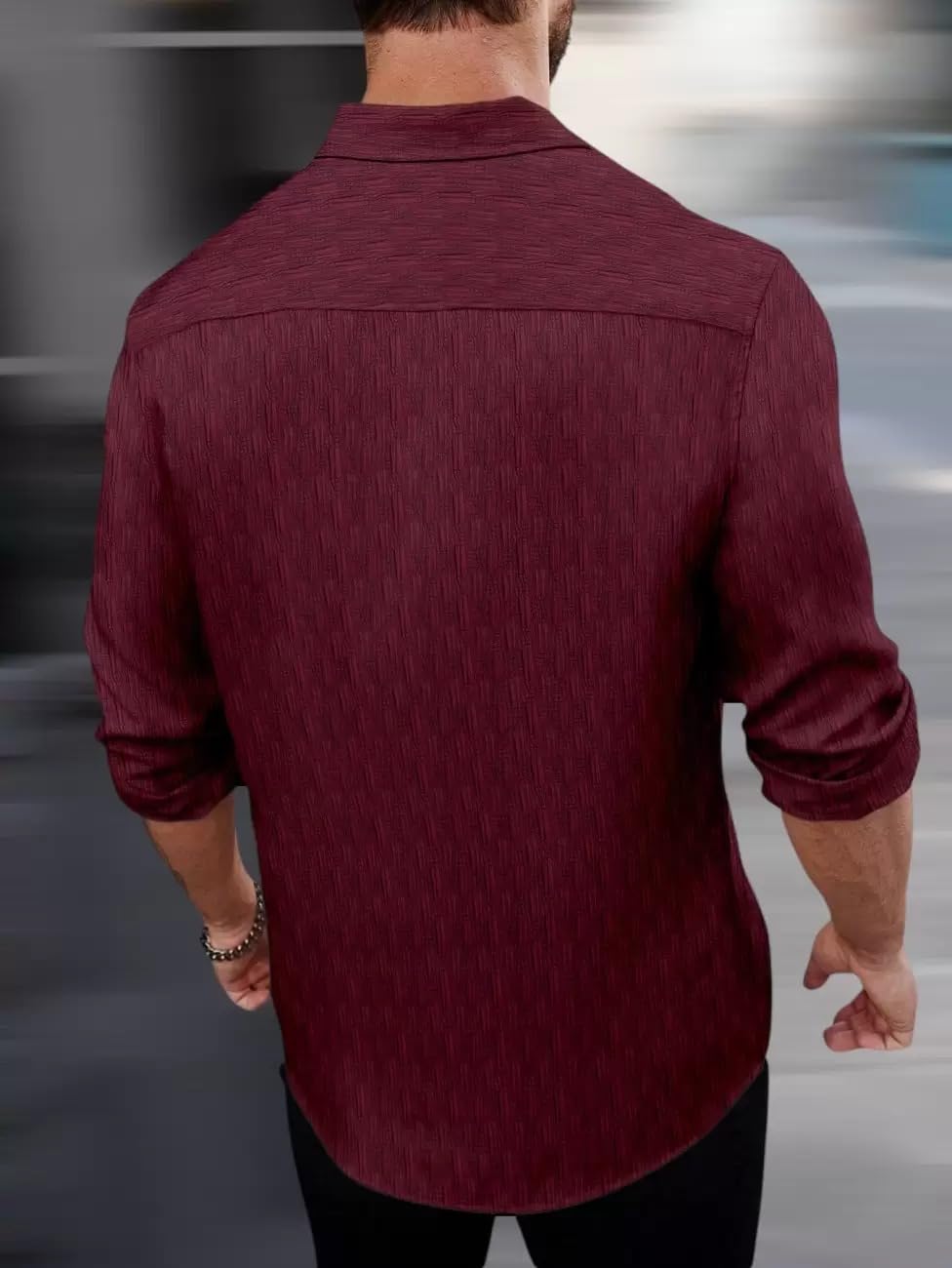 DEELMO Men's Maroon Hawaiian Shirt - Image 4