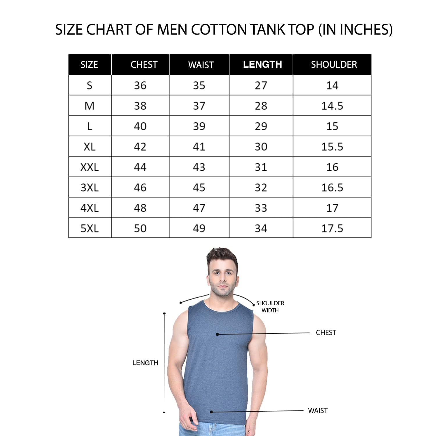CHKOKKO Men's Navy Blue Cotton Sleeveless Tank Top - Image 2