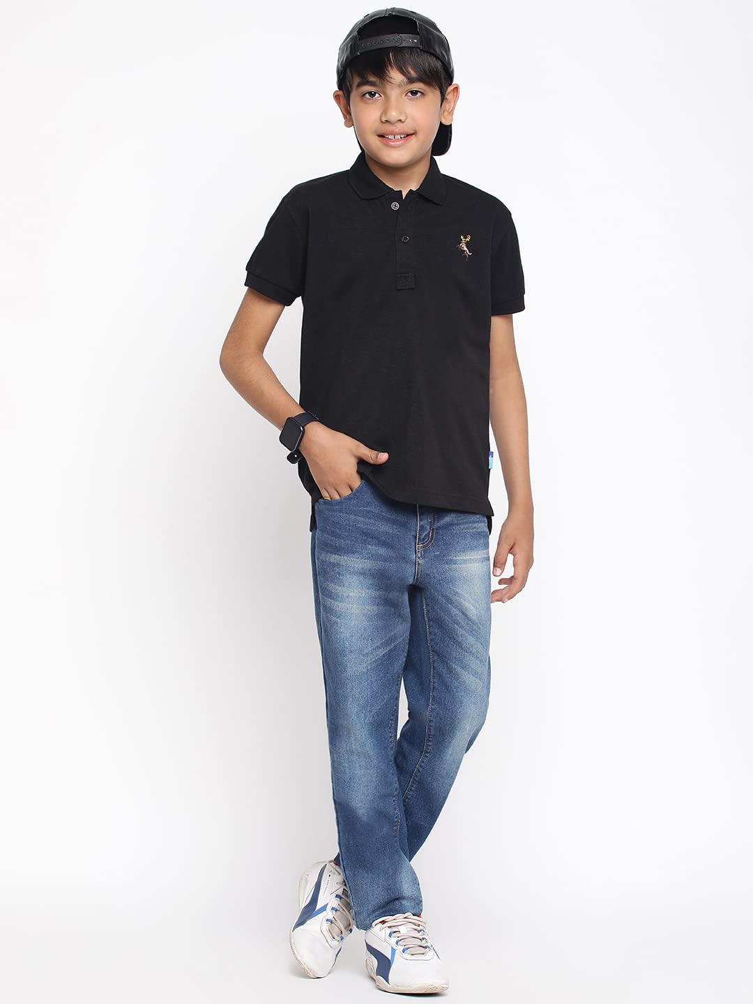 Lil Tomatoes Boys Cotton Polo T-Shirt - Black - Image 5