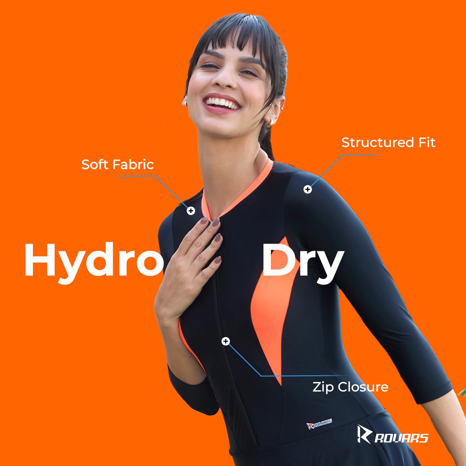 ROVARS One-Piece Swimsuit for Women - Black Orange - Image 4