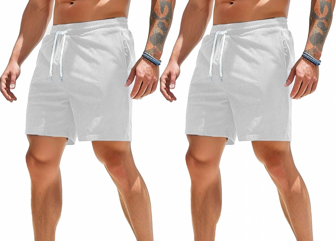 SMOWKLY Men's Polycotton Casual Shorts