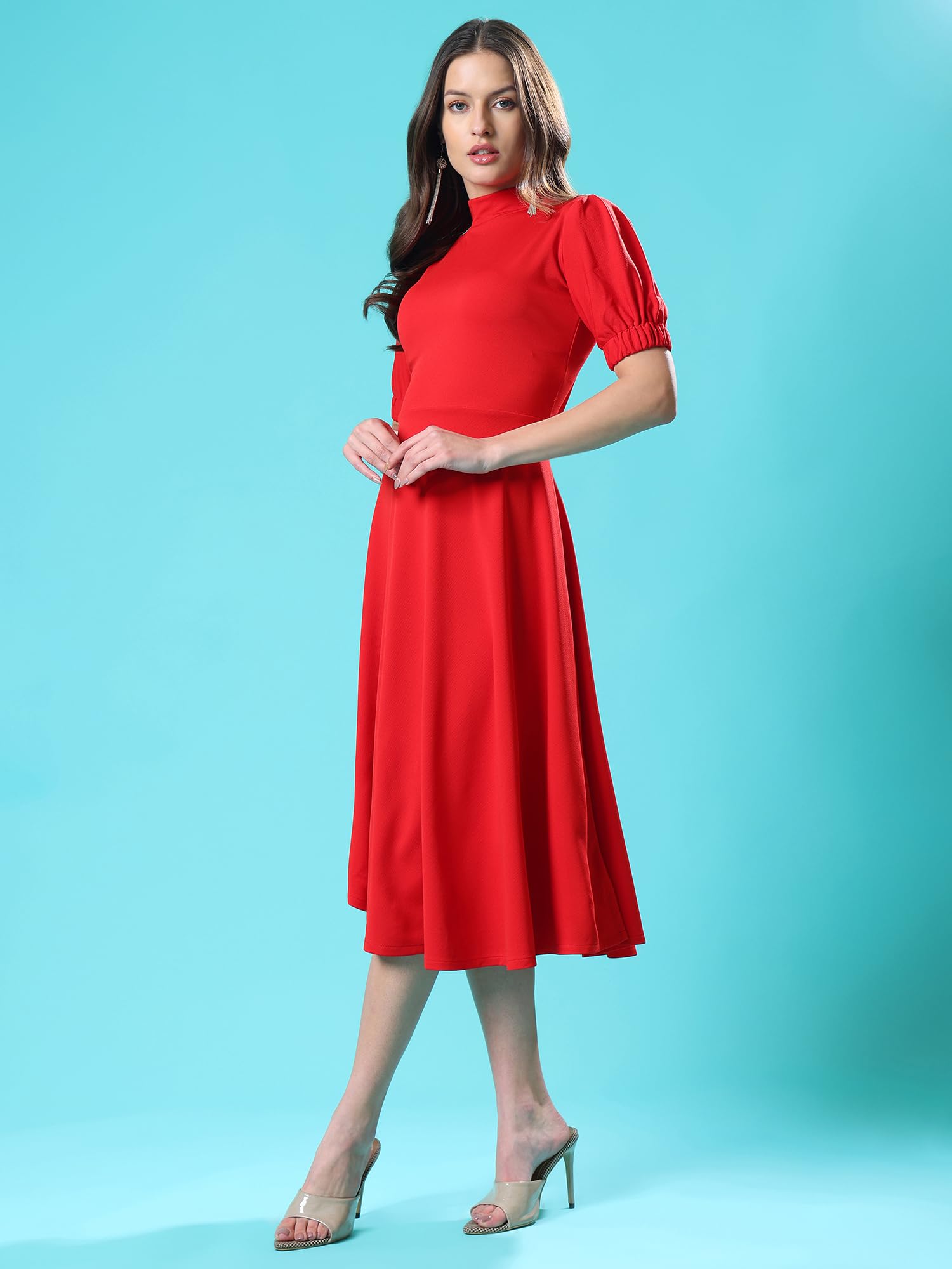 PURVAJA Women Fit & Flare Dress - Red - Image 2