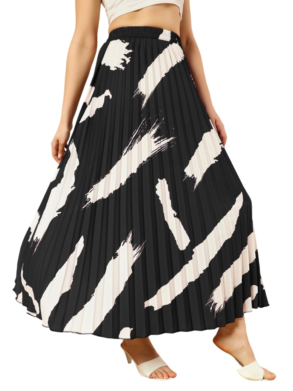 KZULLY Women's Polyester Western Maxi Skirt - Black