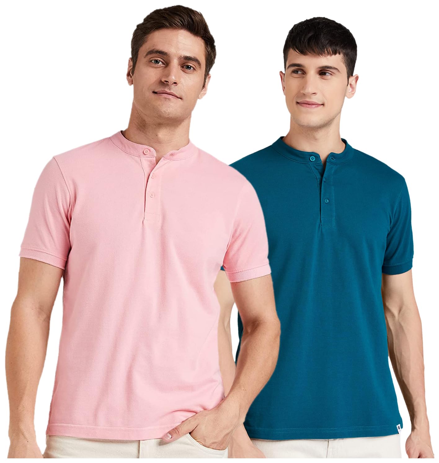 Symbol Men's Cotton Polo T-Shirt - Pink Teal