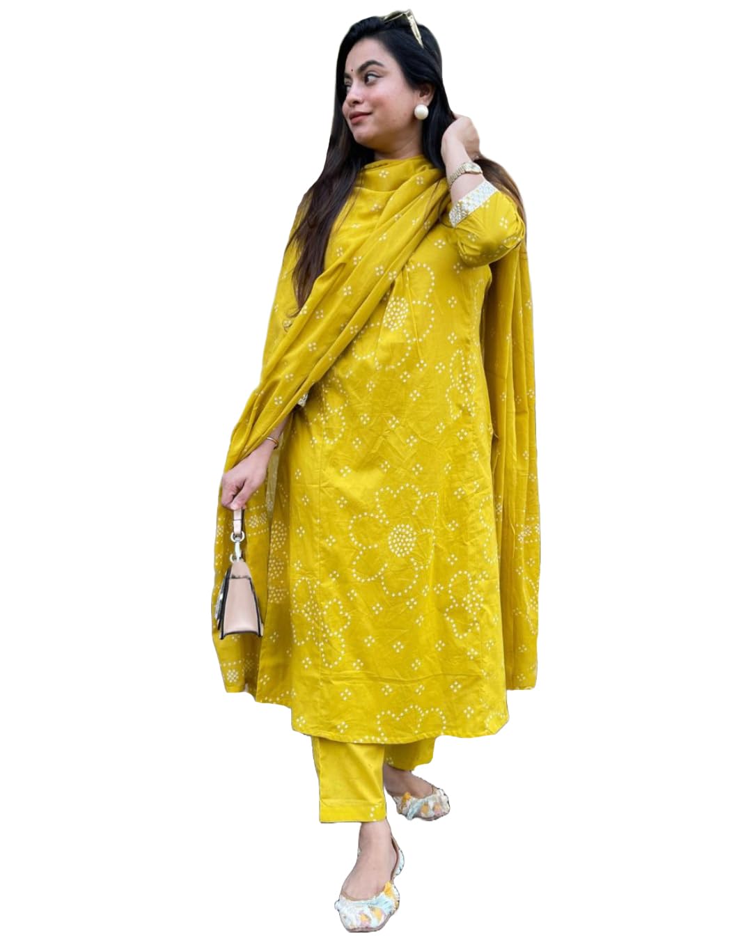 ANNI DESIGNER Women's Rayon Viscose Kurta with Pant & Dupatta - Yellow
