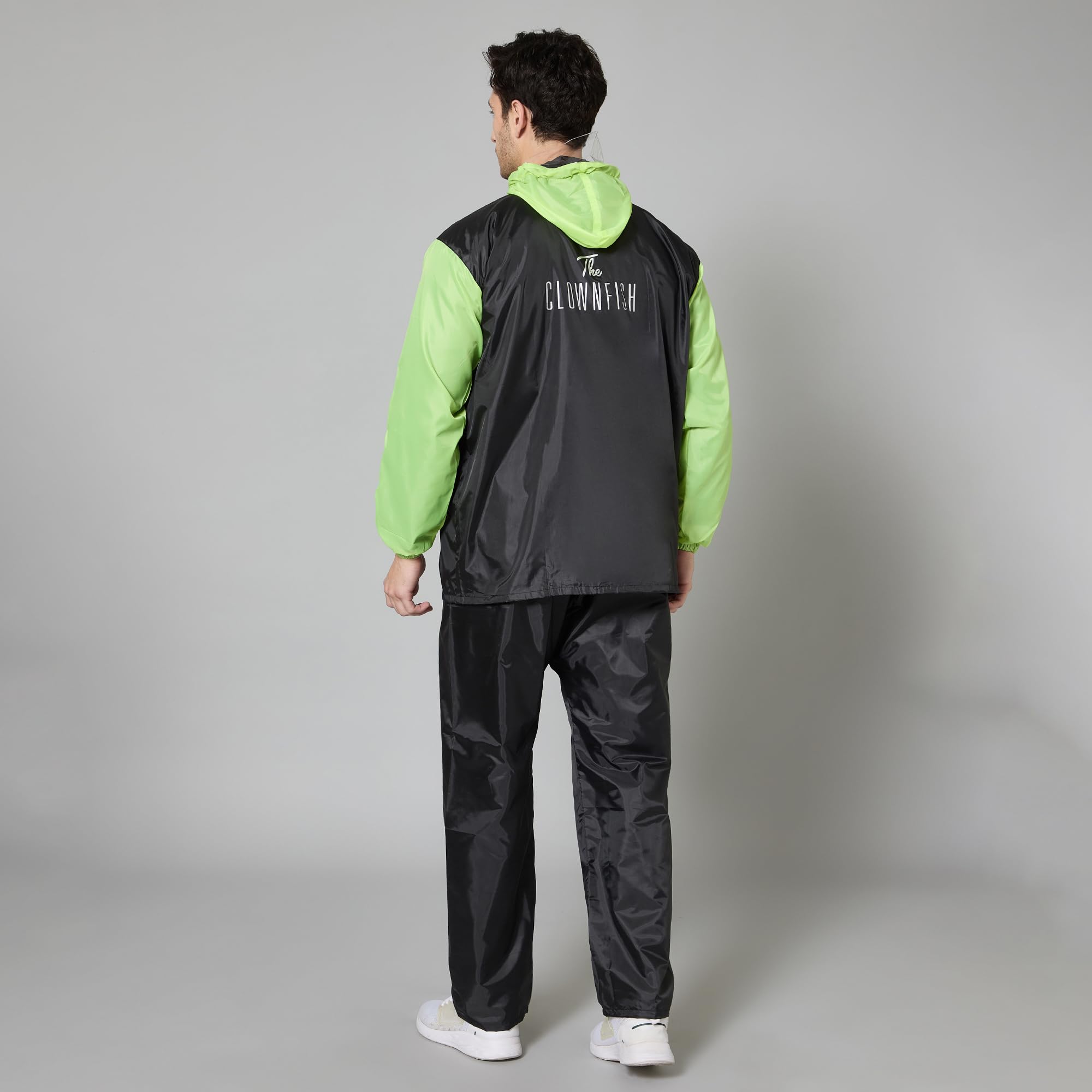 THE CLOWNFISH Men's Waterproof Reversible Rain Coat - Black/Neon - Image 5