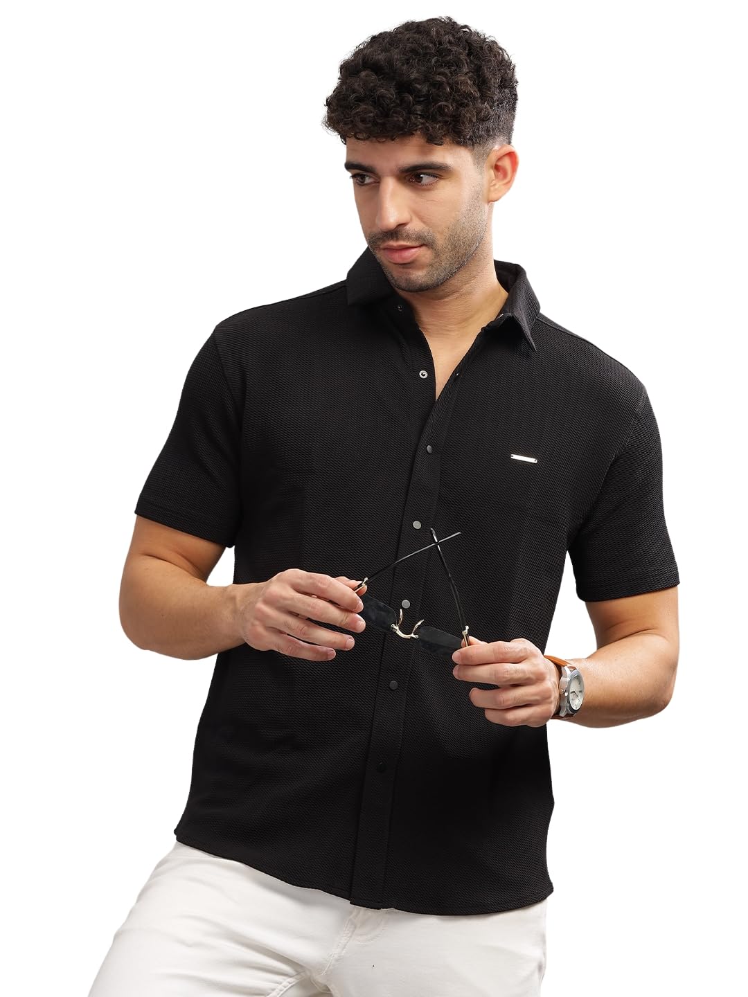 Parcel Yard Men's Casual Shirt - Black