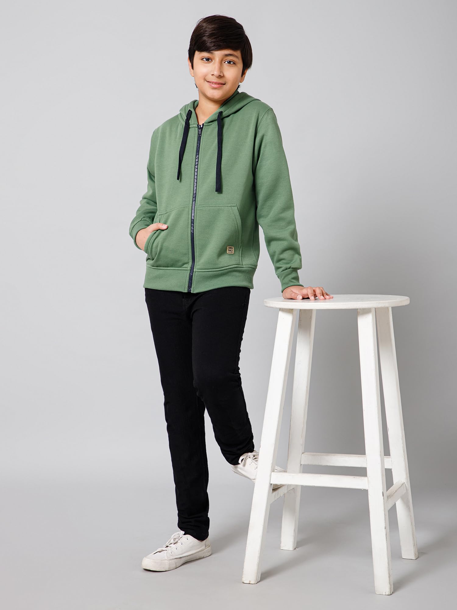 Alan Jones Boys Cotton Blend Hooded Sweatshirt - Green - Image 4