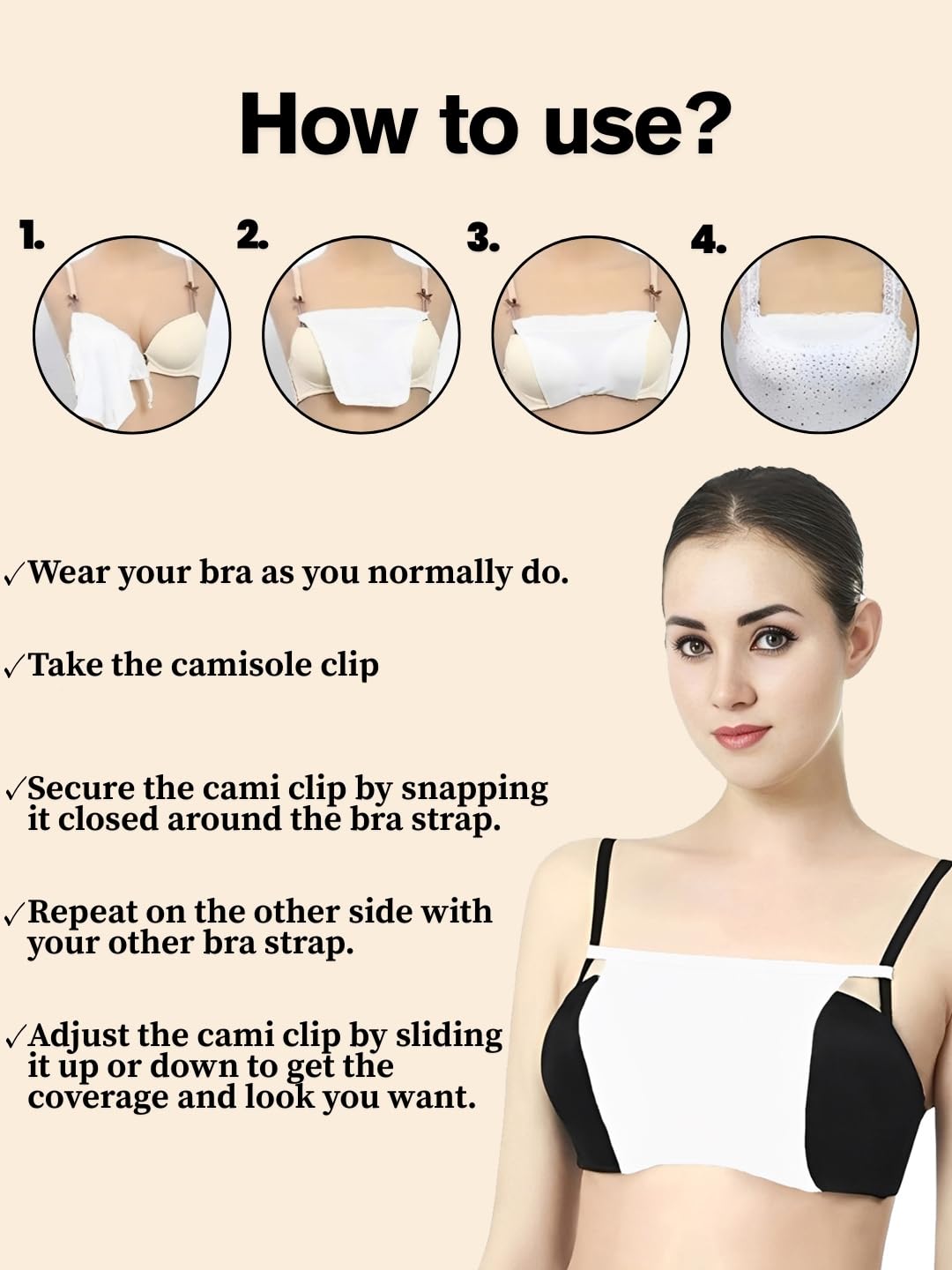 FIMS Cotton Plain Clip-On Camisole for Women - Image 2