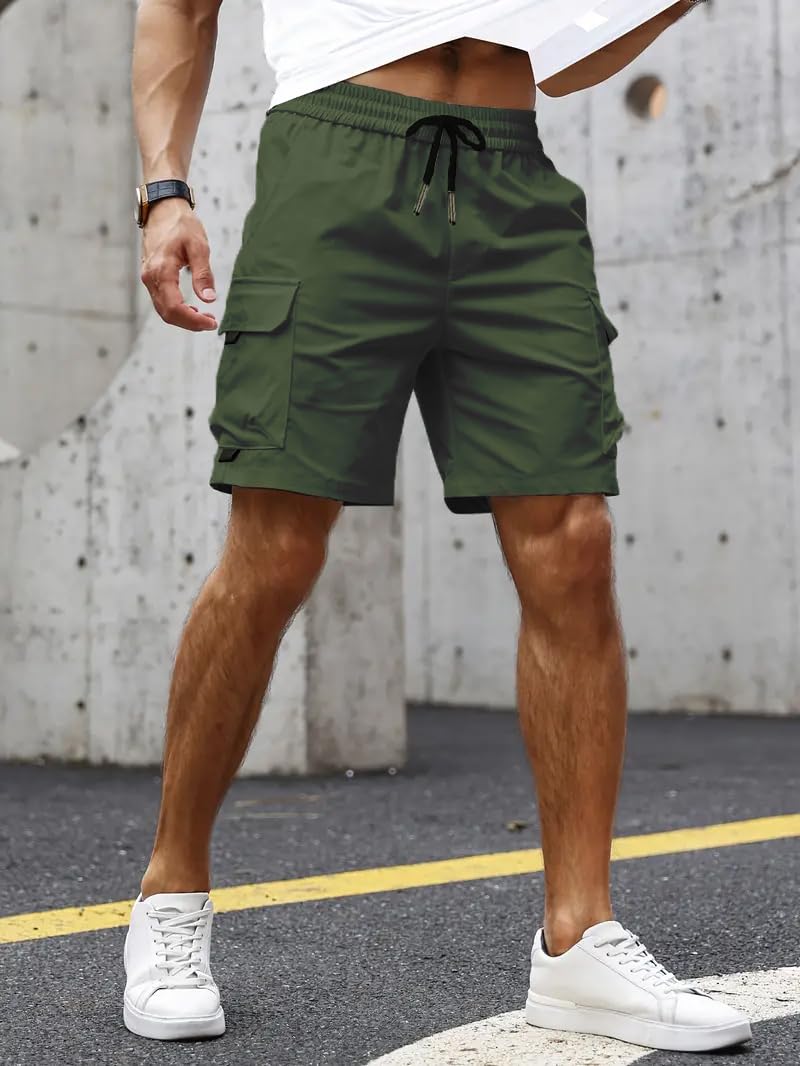 Peppyzone Men Cargo Shorts - Cotton Casual Olive - Image 4