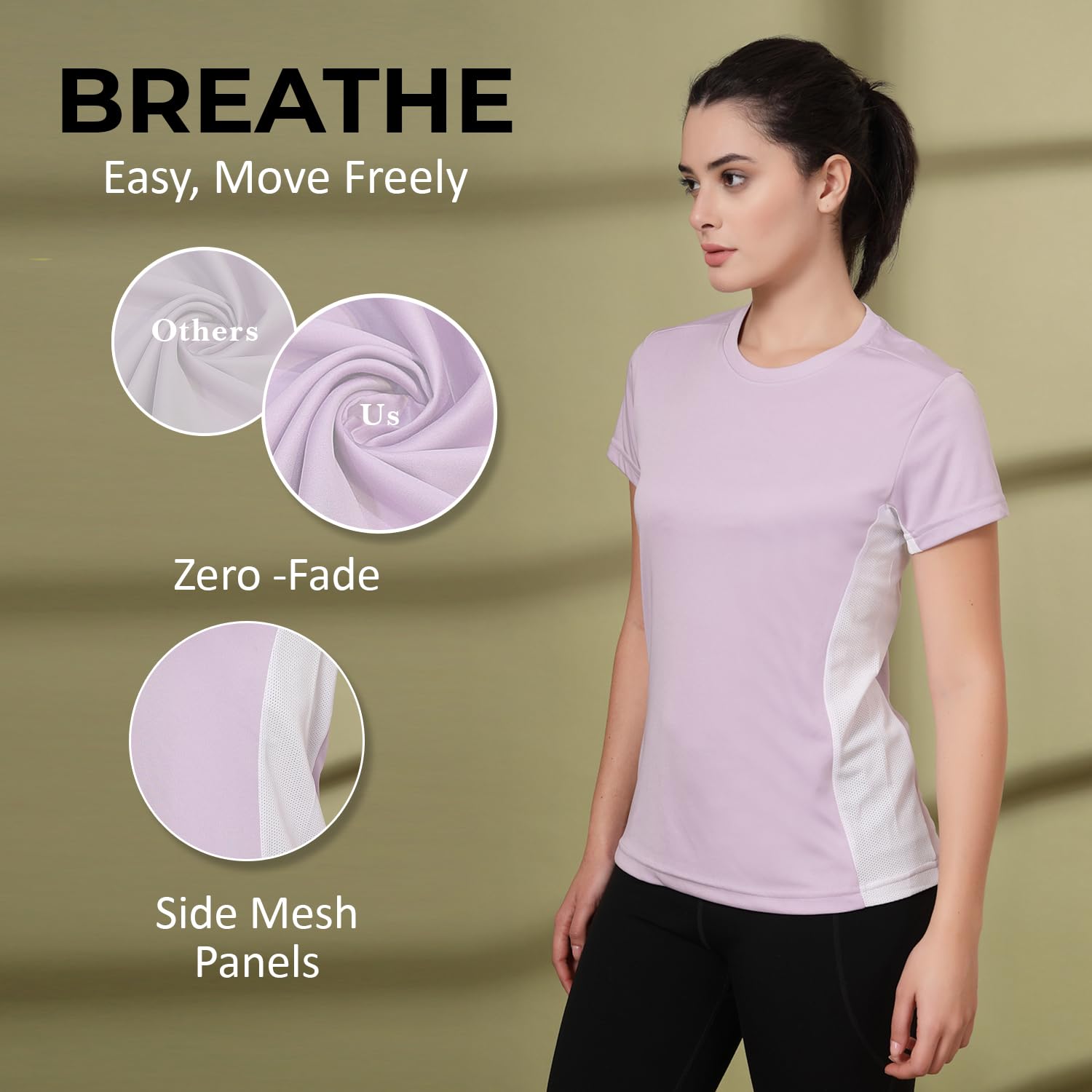 CHKOKKO Women Polyester Quick Dry Sports Tshirt - Image 3