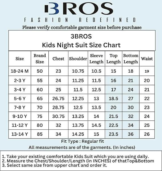 3BROS Kid Pure Cotton Printed Night Suit - Image 5