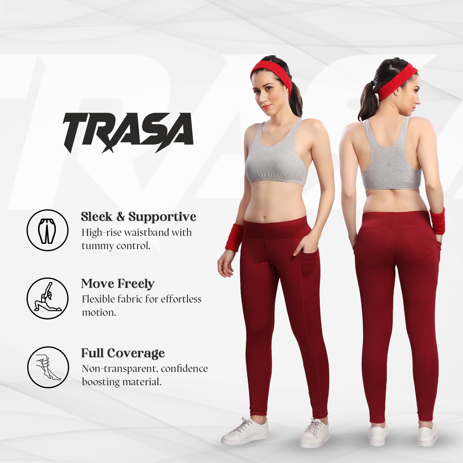 TRASA Womens Yoga Pants - High Rise - Image 2